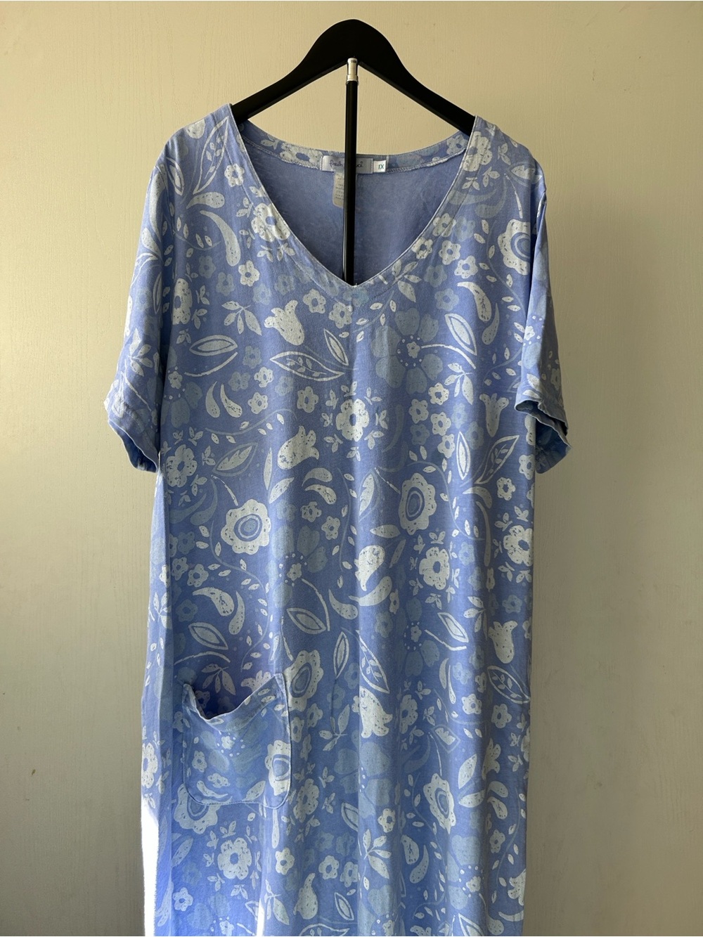 Fresh Produce Cotton Light Blue Floral V-Neck Dress Lightweight Breathable